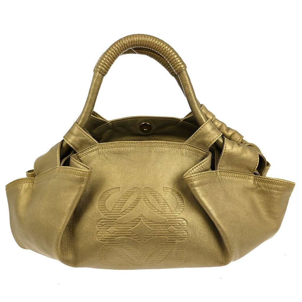 Loewe Anagram Logo Nappa Aire Hand Bag Gold Leather Good condition - Front View