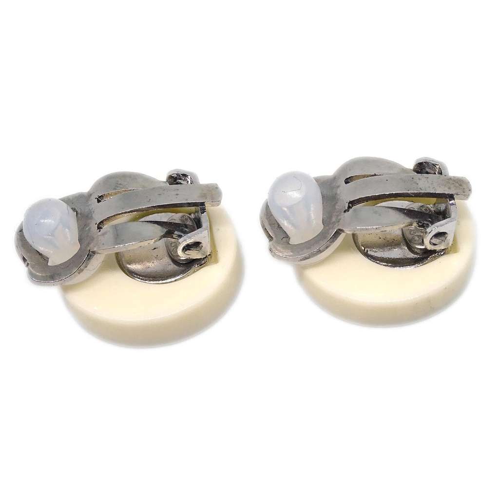 Chanel Vintage CC Round Button Clip-On Earrings MultiColor Metal Good condition - Back View