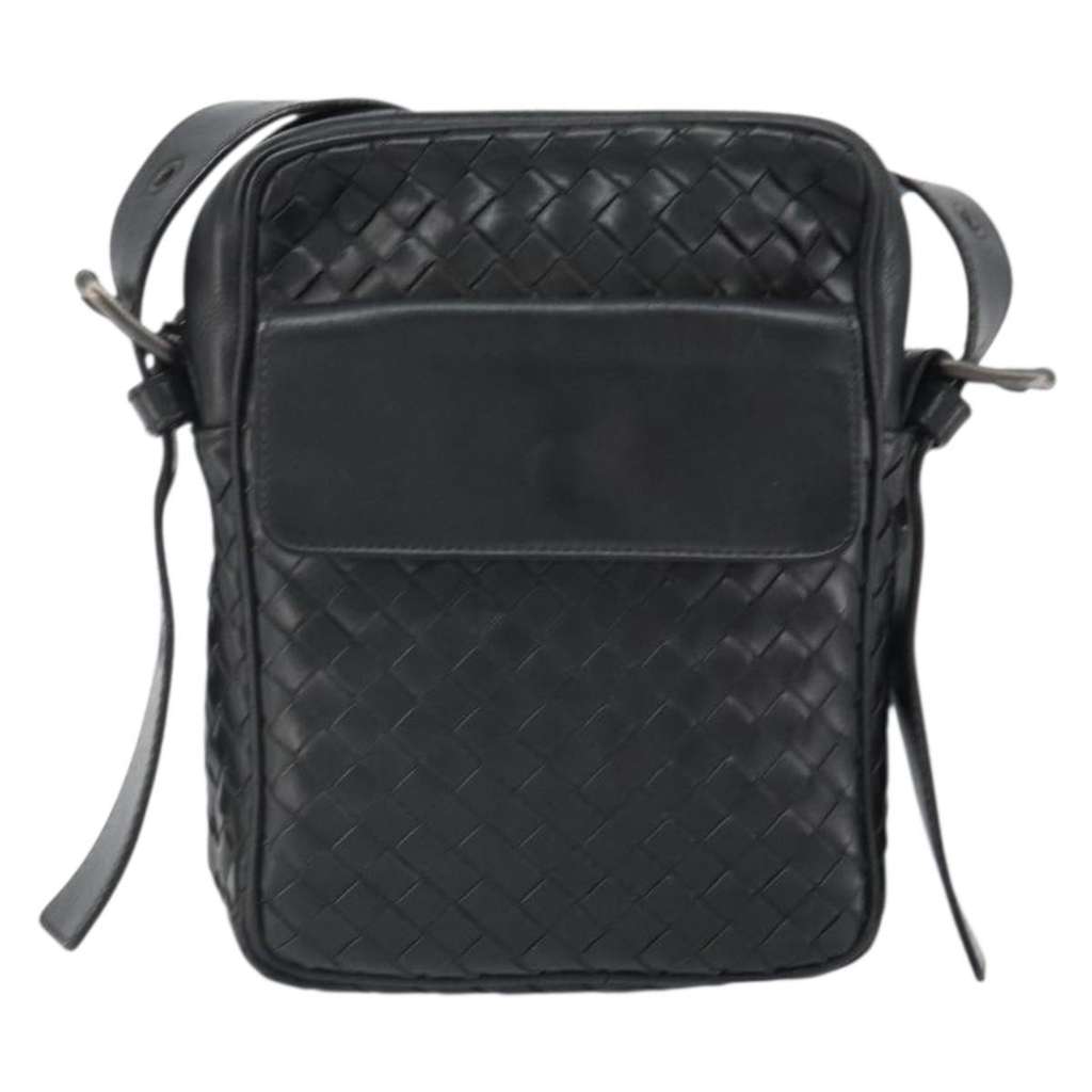 Bottega Veneta Intrecciato Shoulder bag Black Leather Fair condition - Front View