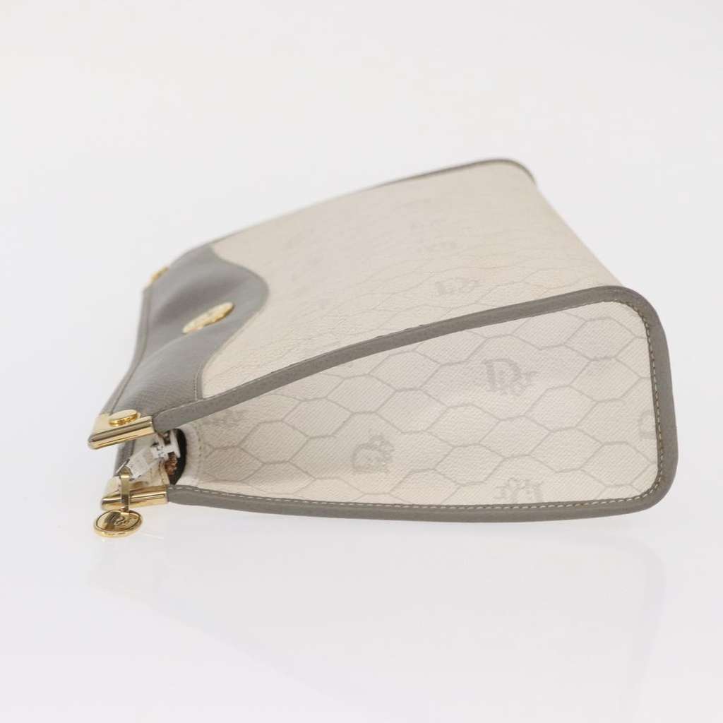 Christian Dior Vintage Honeycomb Zip Pouch White Canvas Good condition - Model View