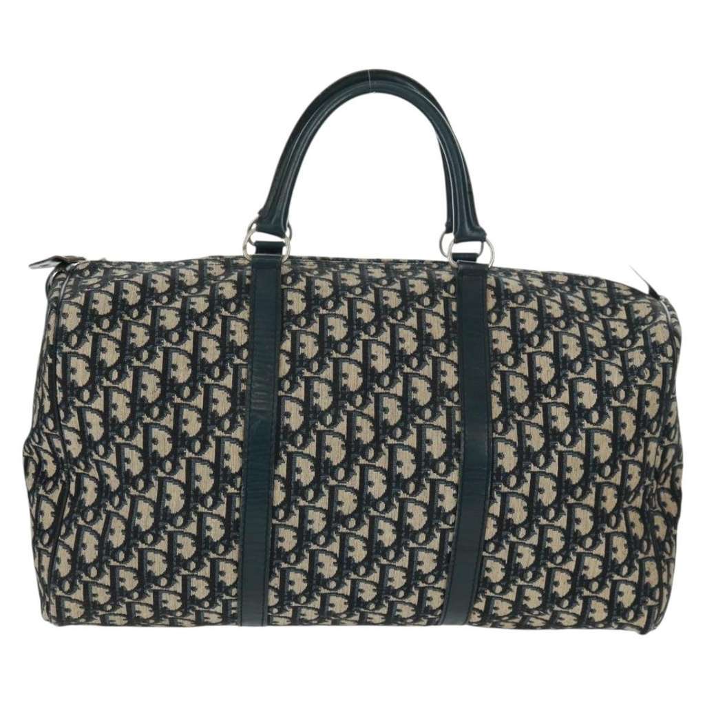 Christian Dior Vintage Trotter Boston Bag Navy Canvas Fair condition - Front View