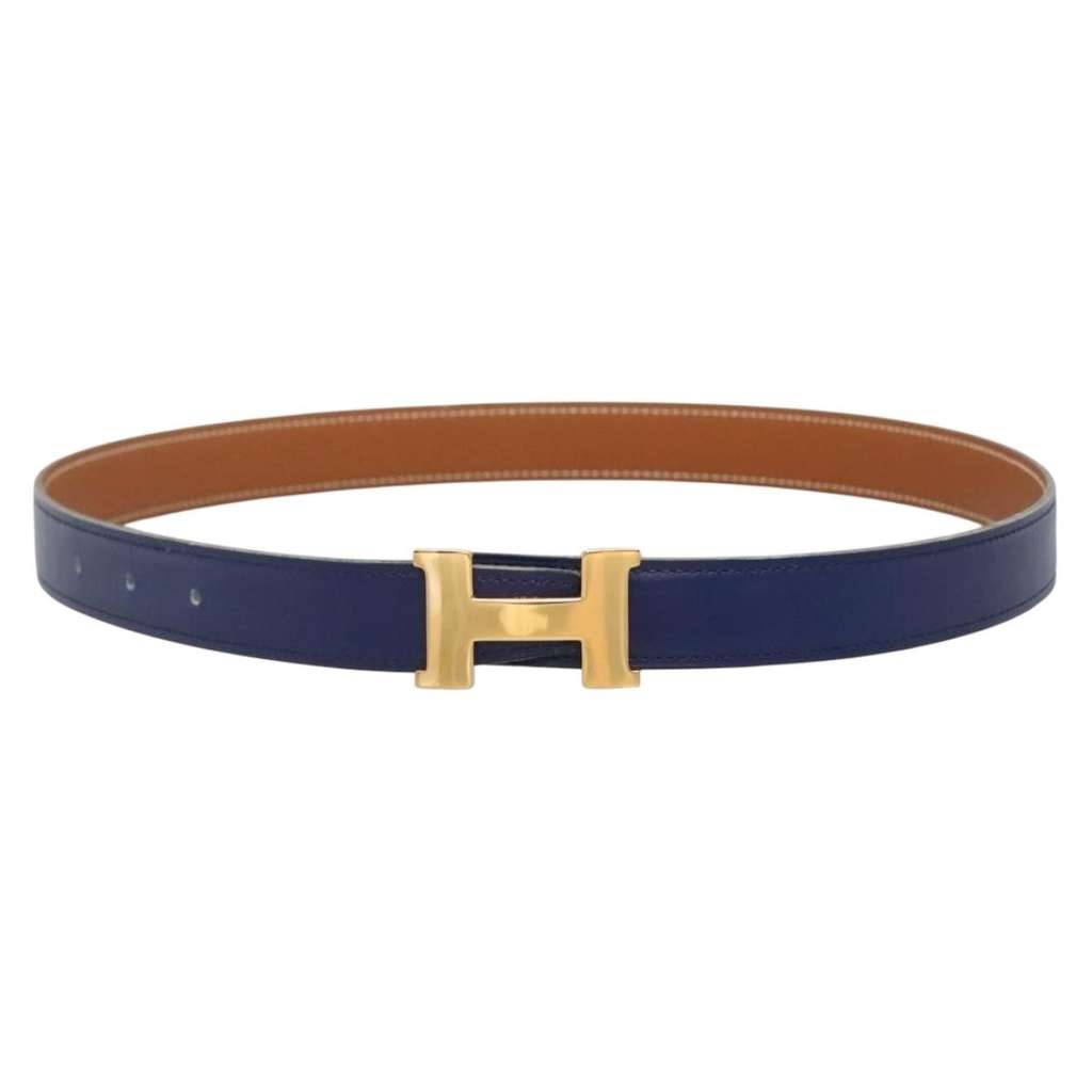 Hermès Constance Belt Blue Leather Good condition - Front View