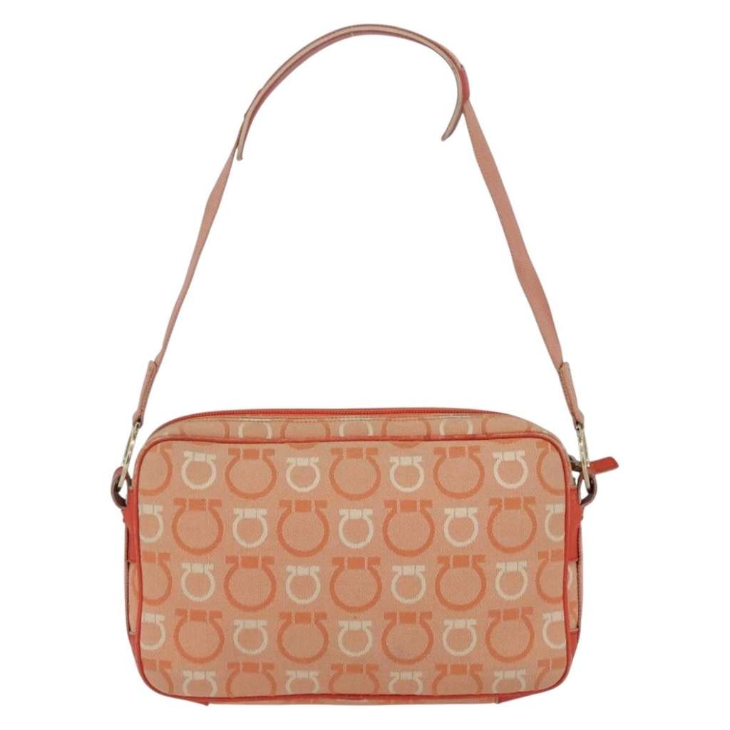 Salvatore Ferragamo Gancini Shoulder Bag Orange Canvas Good condition - Back View