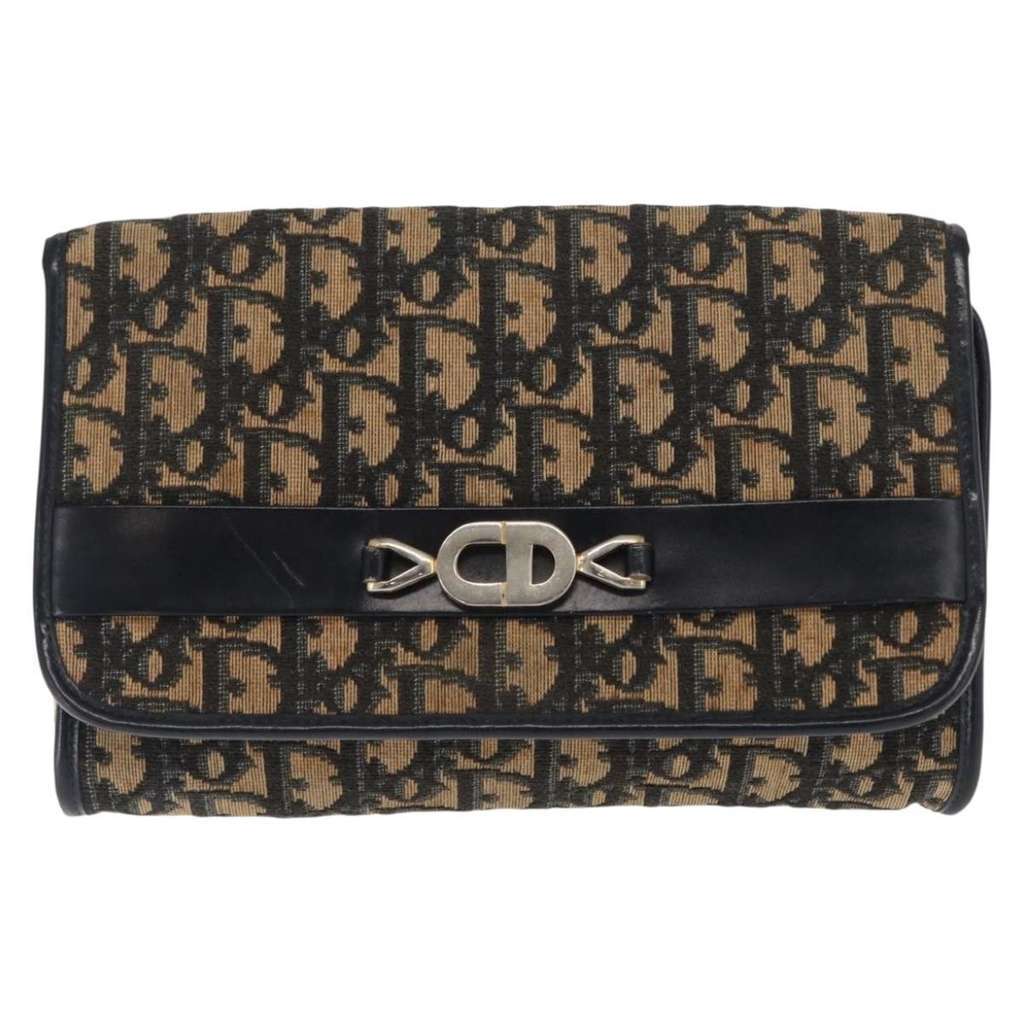 Christian Dior Vintage CD trotter Shoulder bag Navy Canvas Good condition - Front View