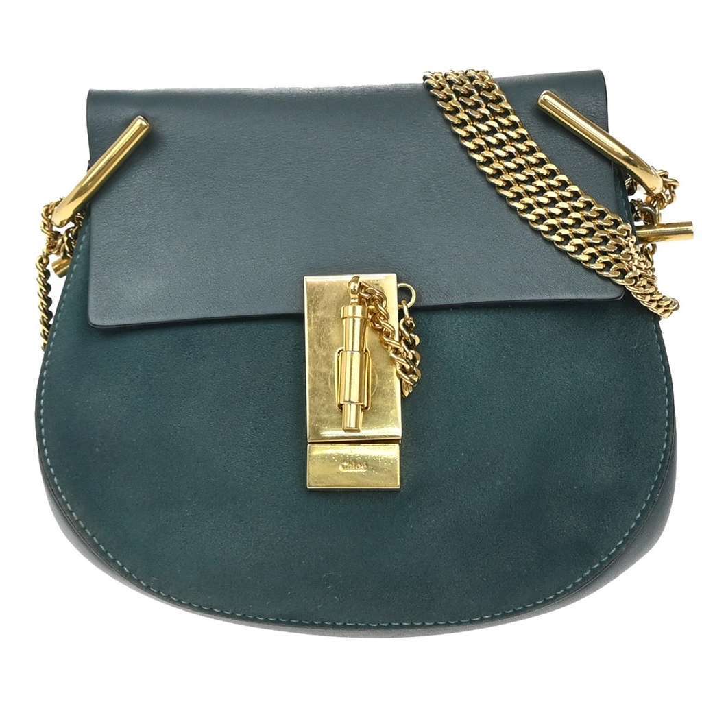 Chloe Drew Crossbody Bag Blue Suede Good condition - Front View