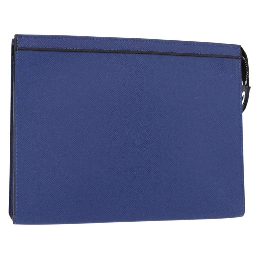 Louis Vuitton Pochette Voyage Blue Leather Good condition - Front View