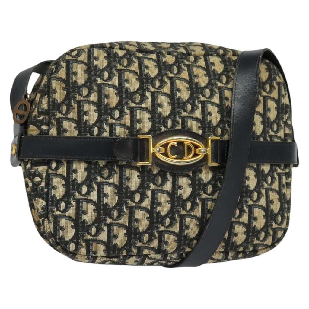 Christian Dior Vintage Trotter Shoulder Bag Navy Canvas Good condition - Front View