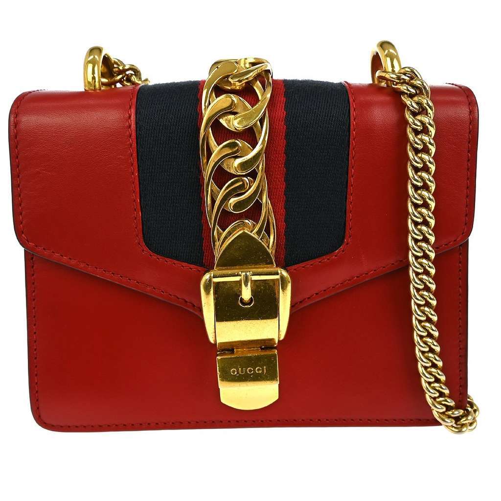 Gucci Sylvie Shoulder Bag Red Leather Good condition - Front View