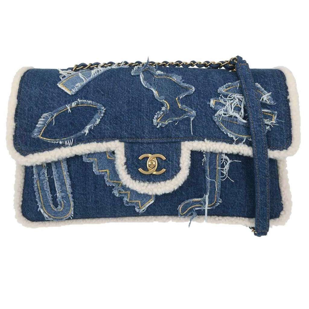 Chanel Egyptian Hieroglyph Flap Bag Blue Good condition - Front View