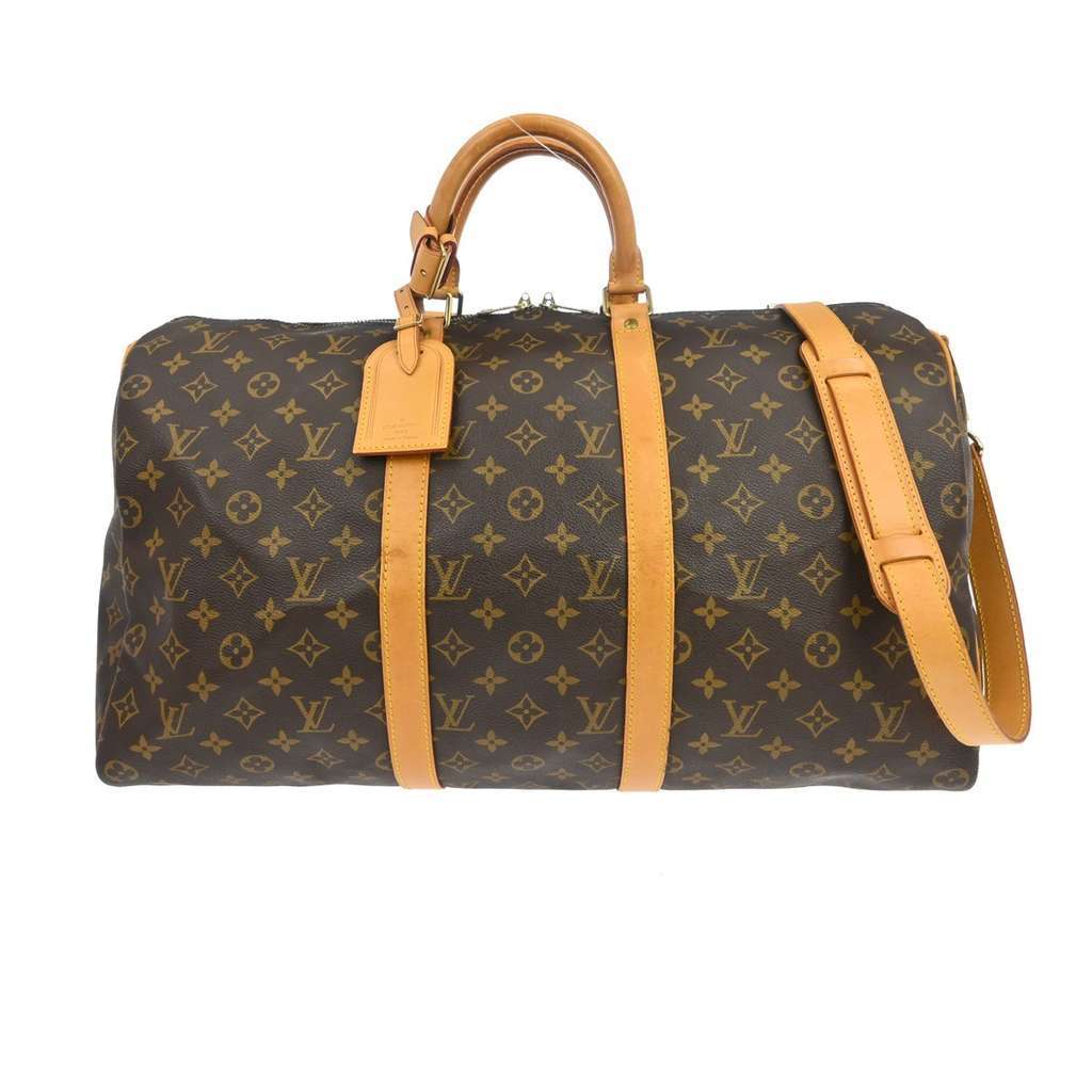 Louis Vuitton Keepall Bandouliere Bag Brown Canvas Good condition - Front View