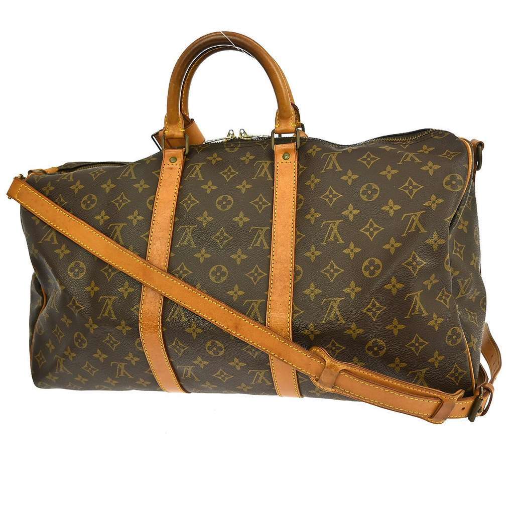Louis Vuitton Keepall Bandouliere Bag Brown Canvas Fair condition - Back View