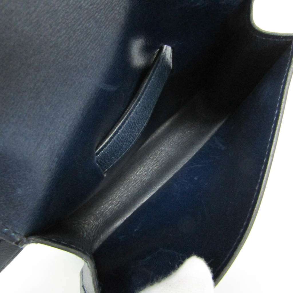 Hermès Pochette Green Belt Bag Navy Leather Good - Inside View