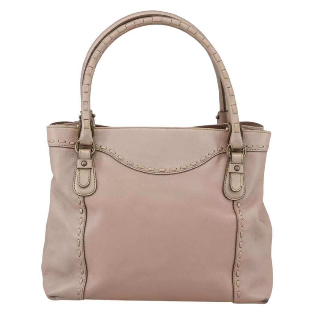 Salvatore Ferragamo Gancini handbag Beige Leather Good - Back View