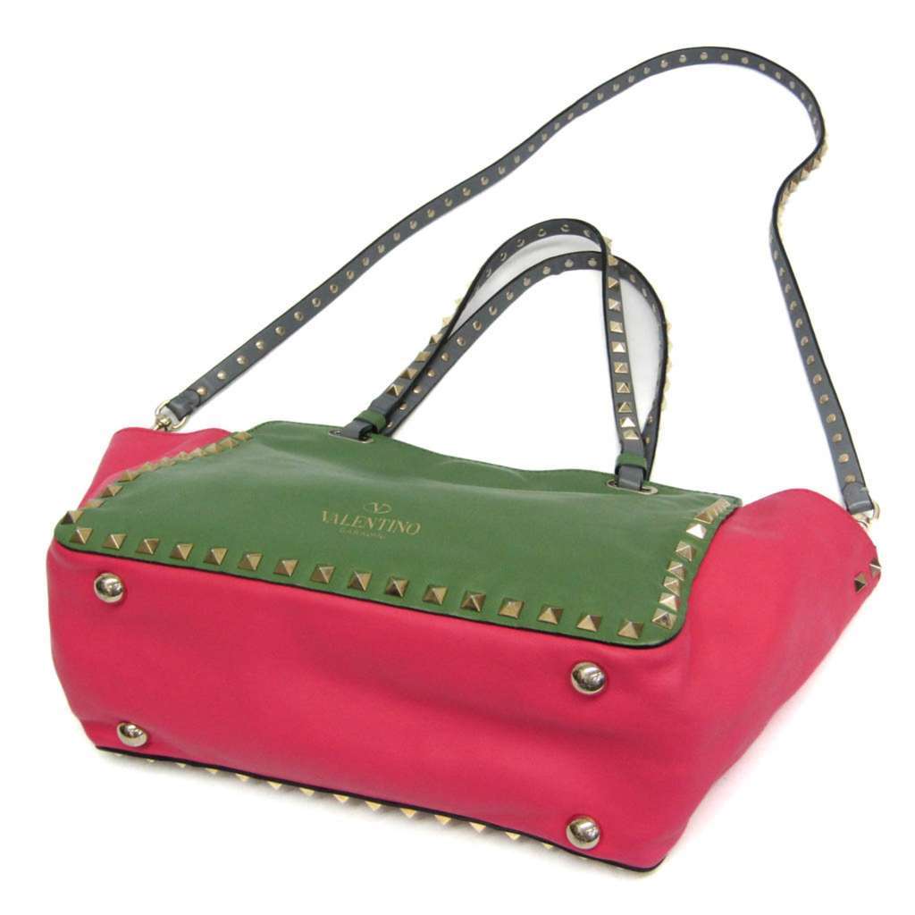 Valentino Garavani Rockstud Tote Red Leather Good - Back View
