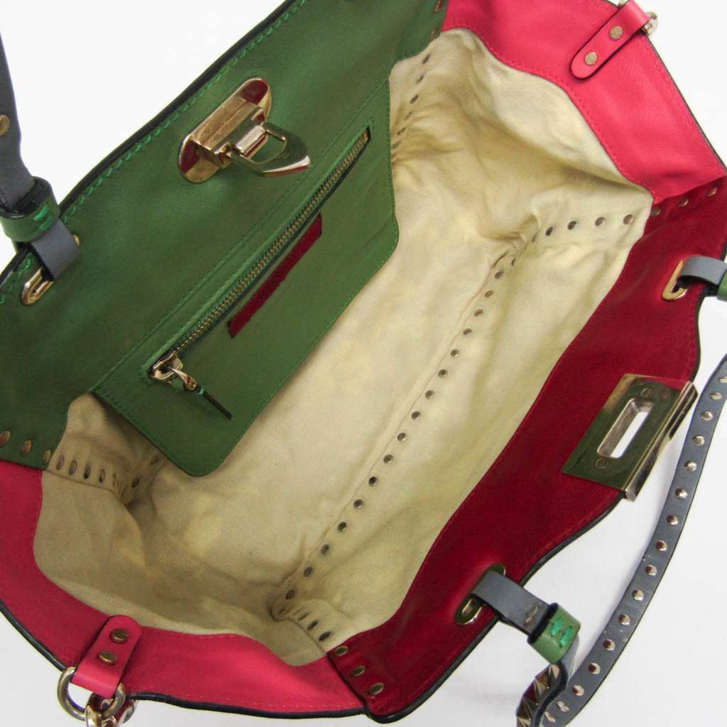 Valentino Garavani Rockstud Tote Red Leather Good - Inside View