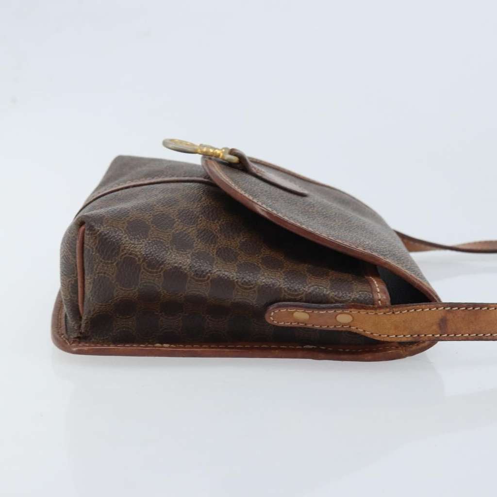 Celine Vintage Macadam Shoulder Bag Brown Canvas Good - Inside View