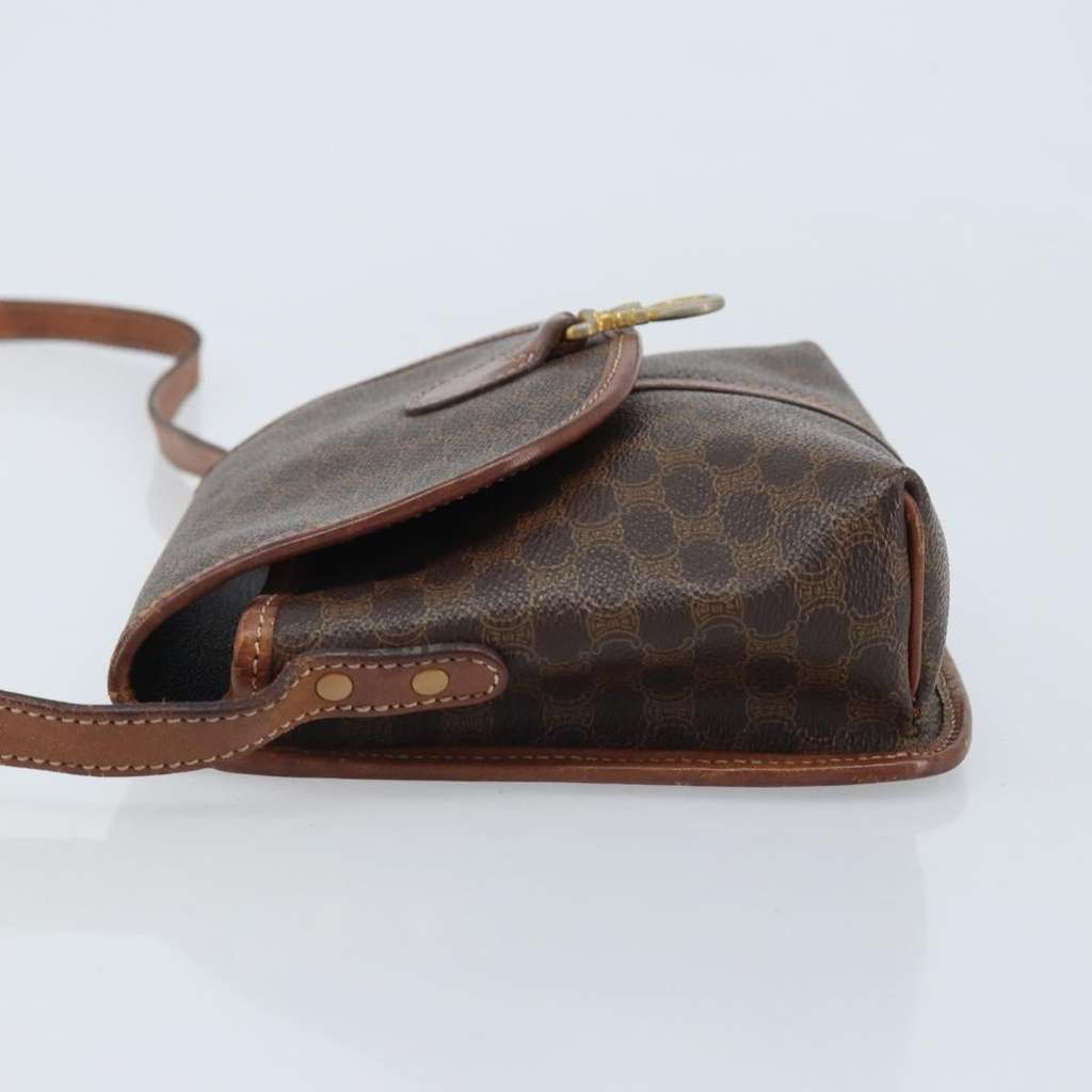Celine Vintage Macadam Shoulder Bag Brown Canvas Good - Model View