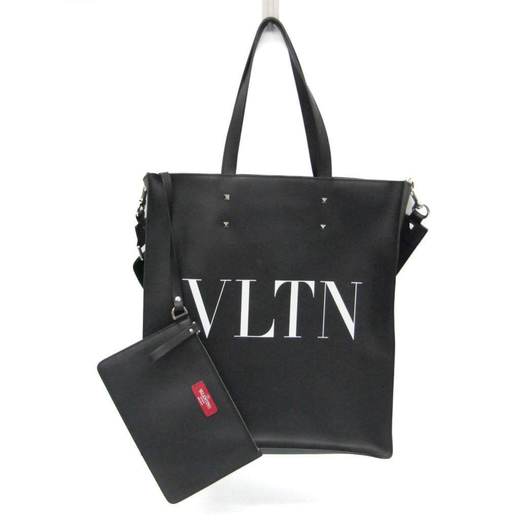 Valentino Garavani VLTN Tote Black Leather Good - Front View
