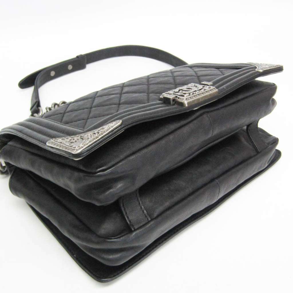 Chanel Paris-Dallas Boy Flap Bag Black Leather Good - Back View