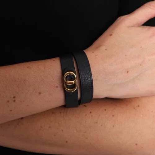 Dior Double tour bracelet Black Leather Very good - Inside View