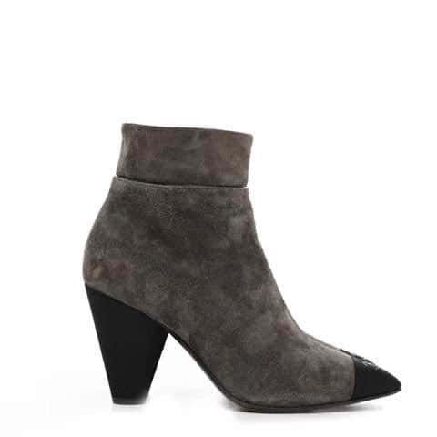 Chanel Heeled ankle boots Grey Suede Very good - Back View