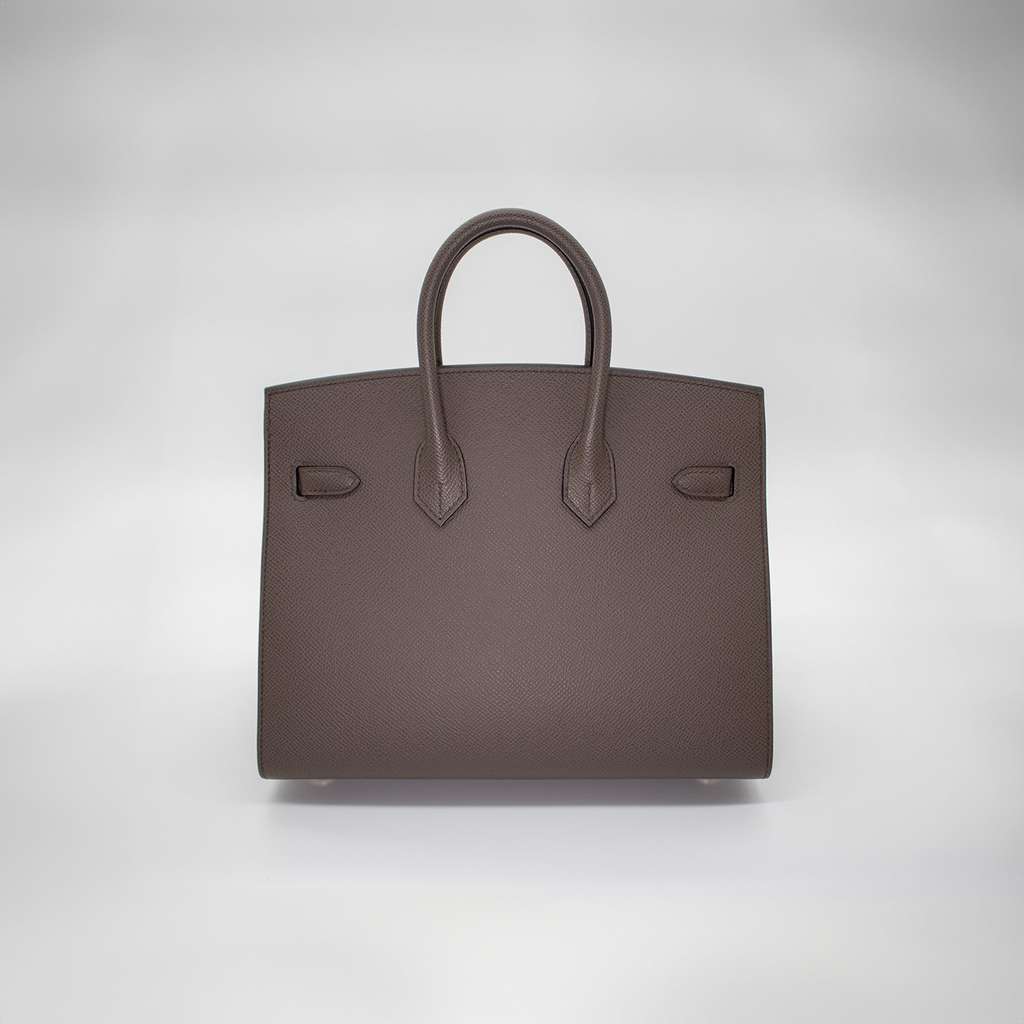 Hermès Birkin 25 Epsom Leather Gris Etain Gold HW 2023 Stamp B Brown Leather Very good - Back View