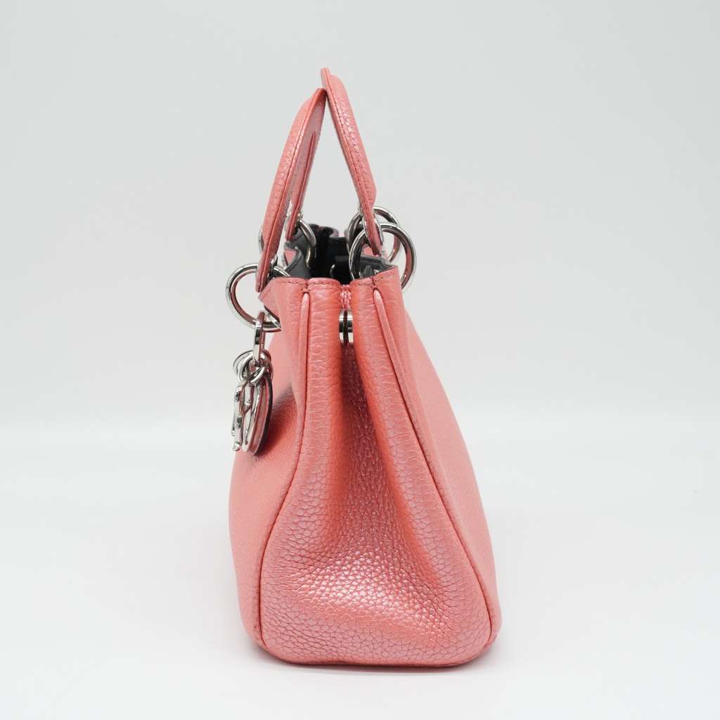 Christian Dior Pink Leather Small Diorissimo Shopper Tote Pink Leather Good - Back View