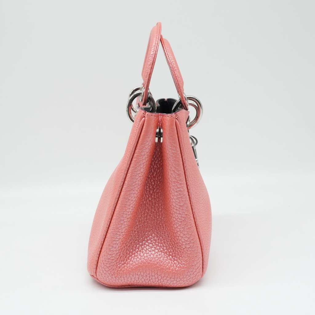 Christian Dior Pink Leather Small Diorissimo Shopper Tote Pink Leather Good - Model View