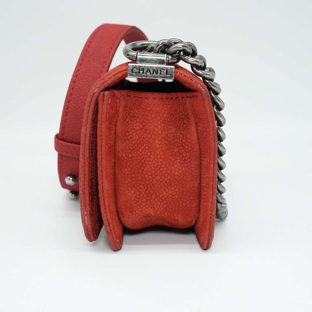 Chanel Red Le Boy Mini Canvas Shoulder Bag Red Canvas Fair - Back View
