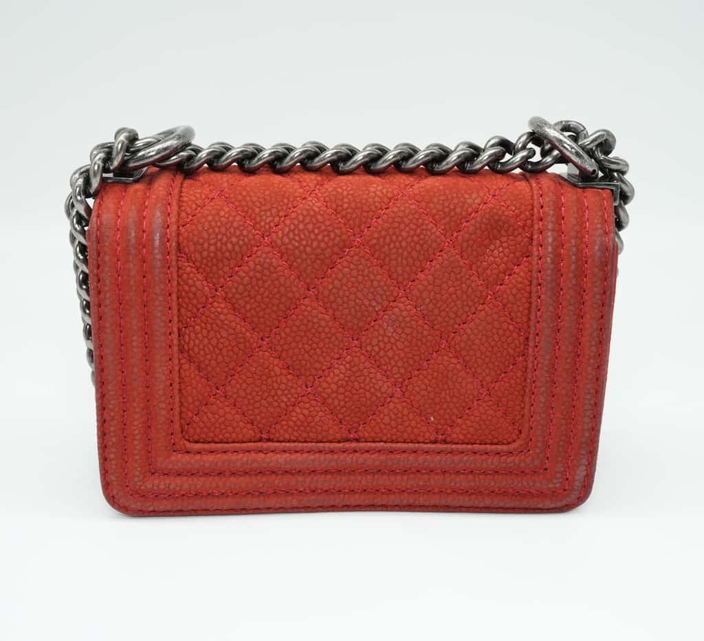 Chanel Red Le Boy Mini Canvas Shoulder Bag Red Canvas Fair - Inside View