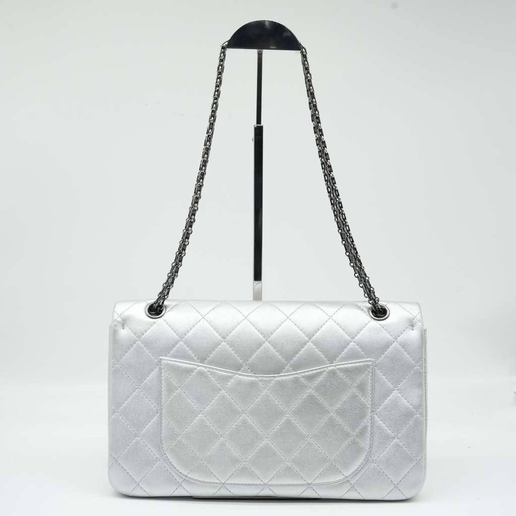 Chanel 30 2.55 Palladium HW Silver Bag 19288481 Silver Leather Good - Model View