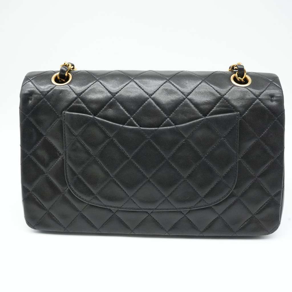 Chanel Classic Double Flap Medium 25 in Black Lambskin Leather and Gold Hardware Black Leather Good - Inside View