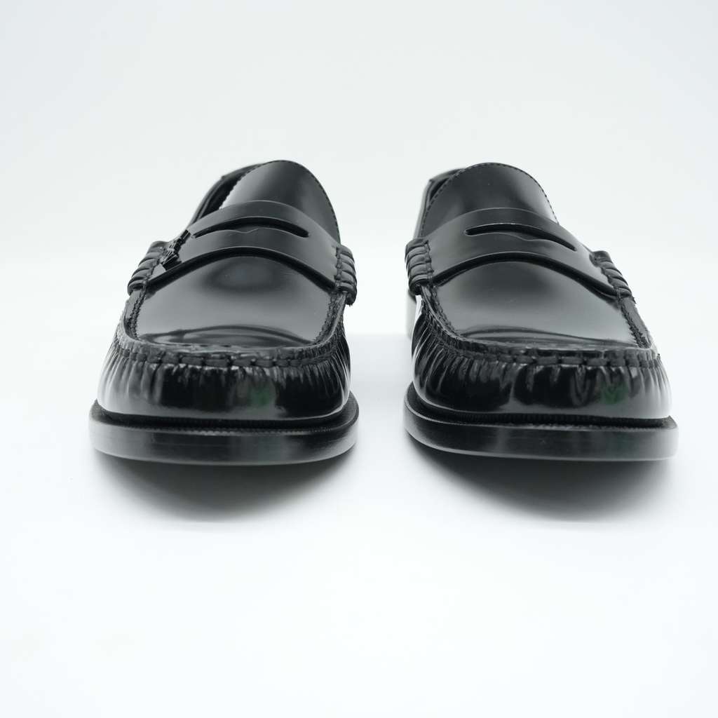 Saint Laurent Penny Loafers Black Leather Size 39.5 Black Leather Good - Back View