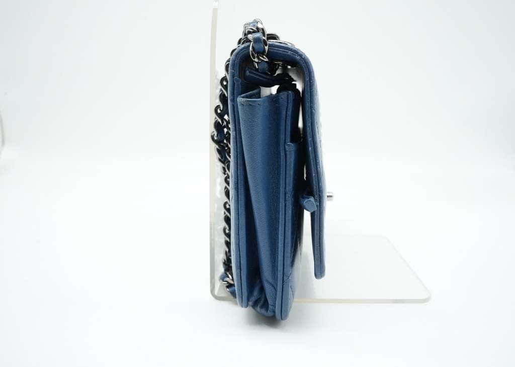 Chanel Trendy CC No Handle Small Flap Shoulder Bag Blue Blue Leather Fair - Inside View