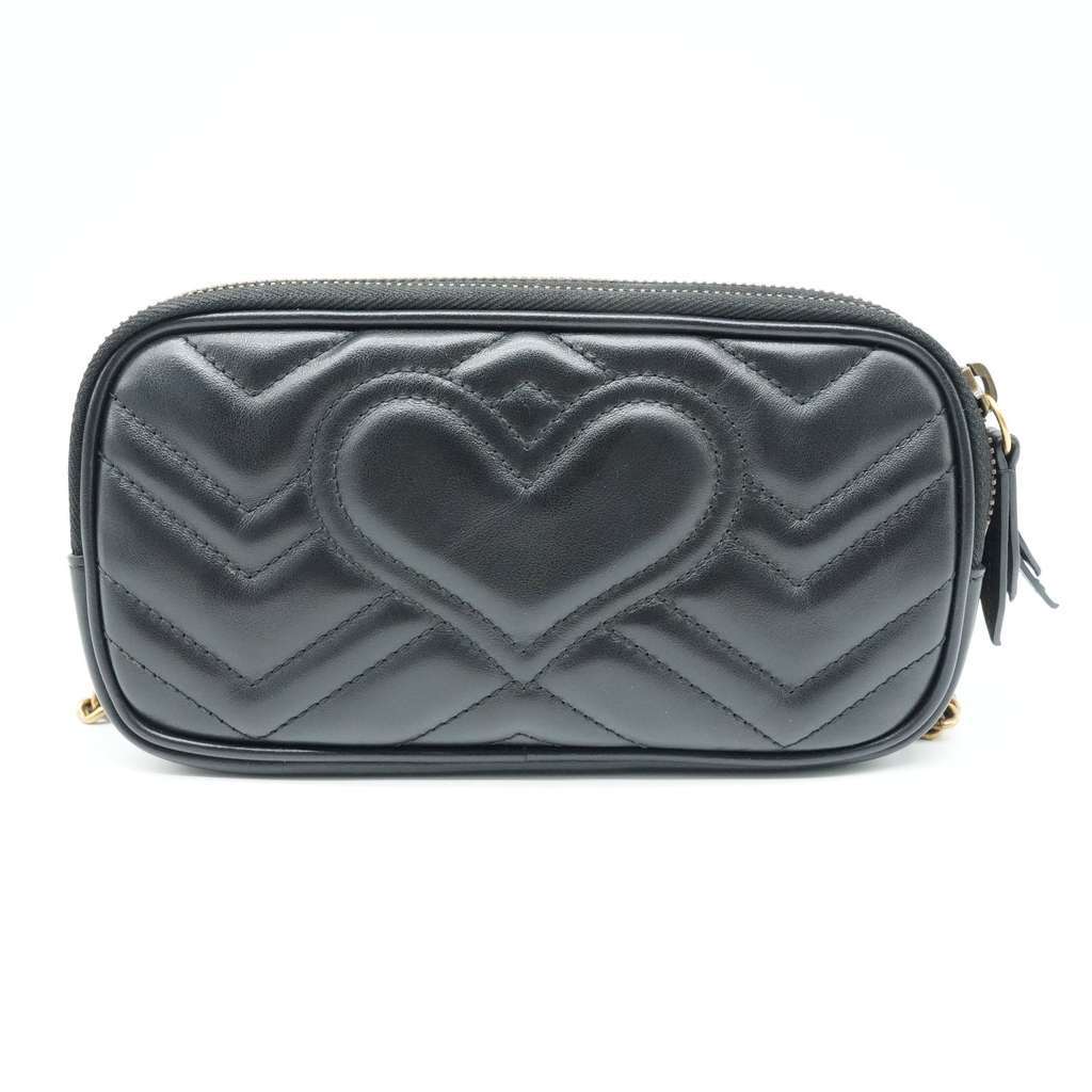 Gucci GG Marmont Triple Zip Bag Black Leather Fair - Inside View