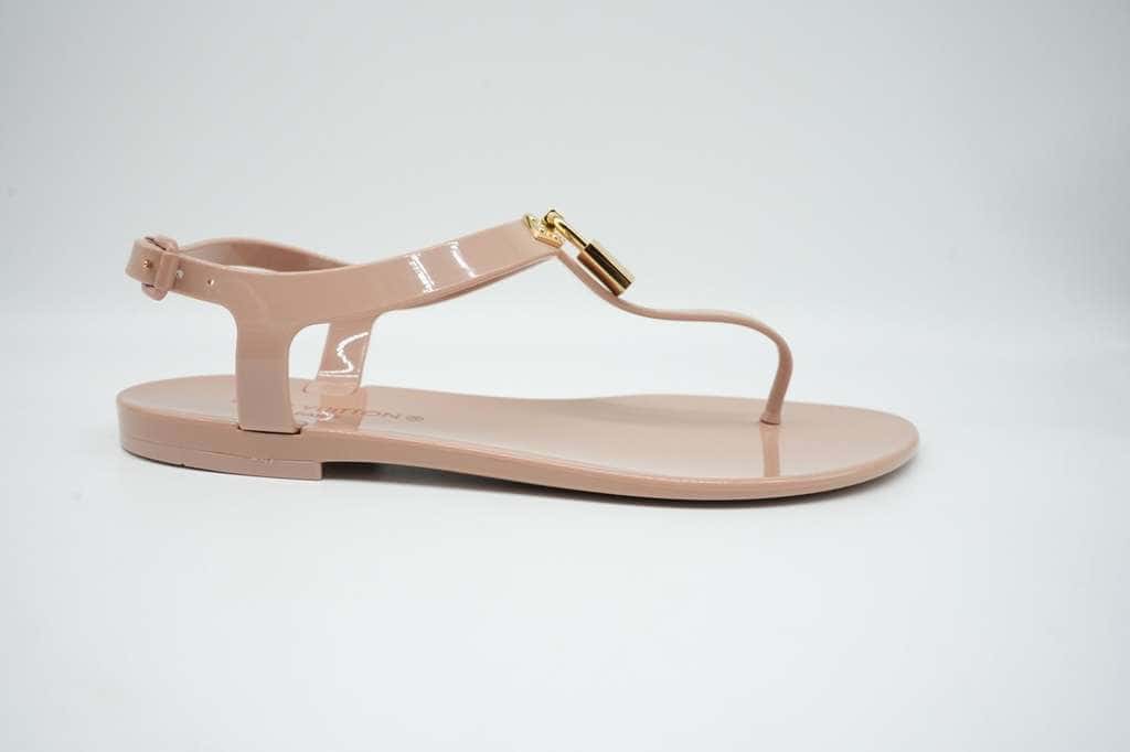 Louis Vuitton Bikini Thong Flats Beige Rubber Size 37 Beige Rubber Good - Back View