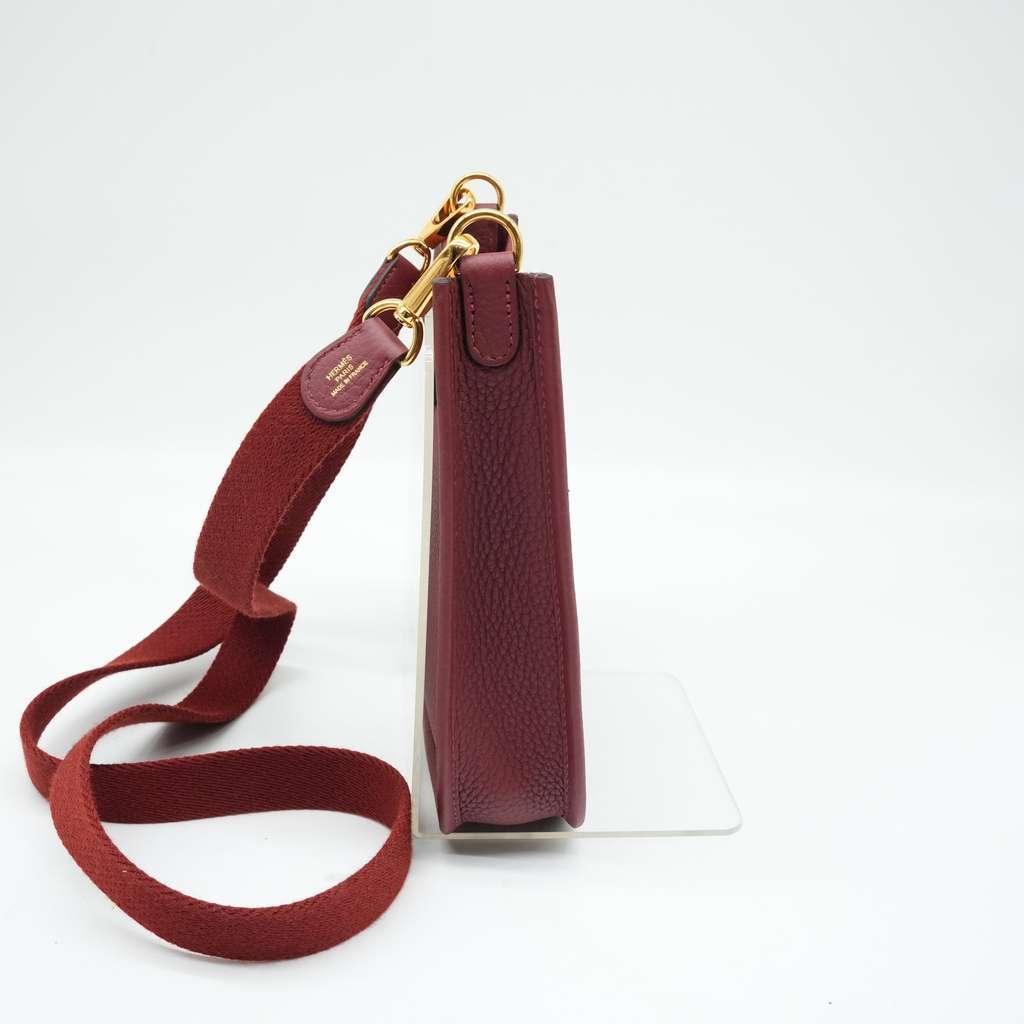 Hermès Mini Evelyne TPM Amazone Rose Taurillon Clemence Leather Red Good - Back View