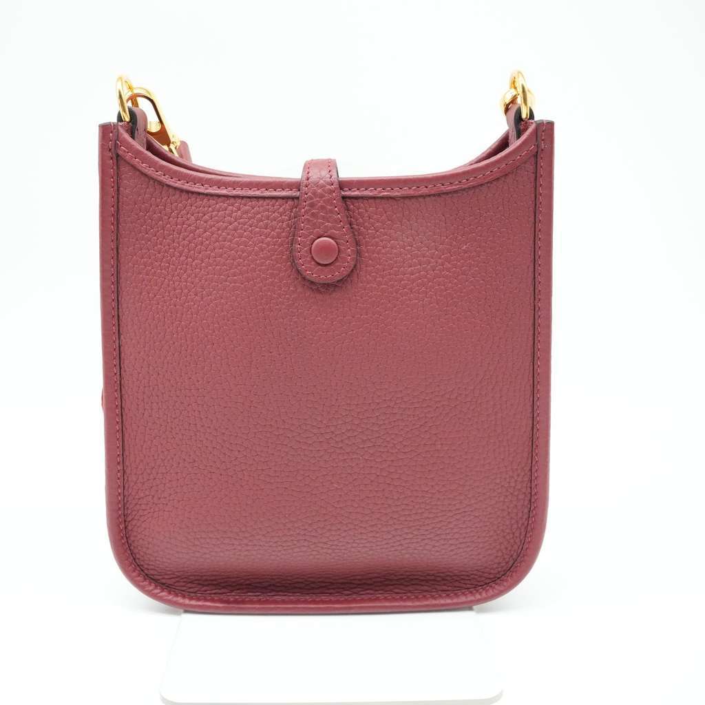 Hermès Mini Evelyne TPM Amazone Rose Taurillon Clemence Leather Red Good - Inside View