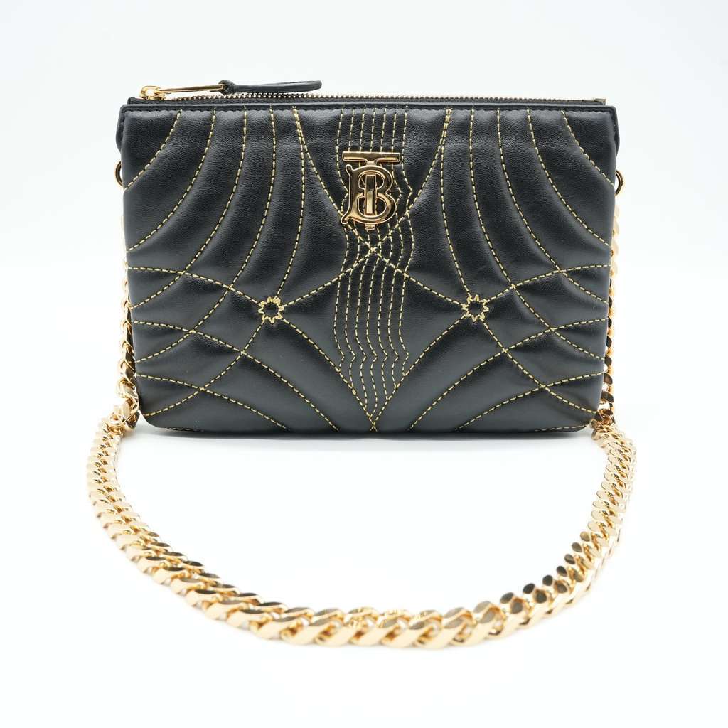 Burberry Leather Clutch Bag Black Black Leather Good - Back View