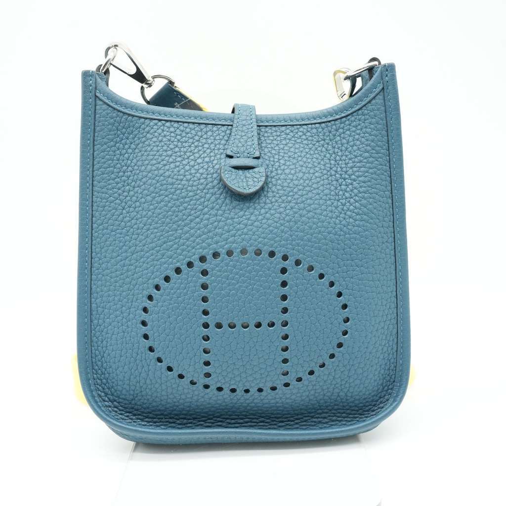 Hermès Evelyne III TPM Clemence Corvert Silver HW Yellow shoulder Green Leather Good - Back View