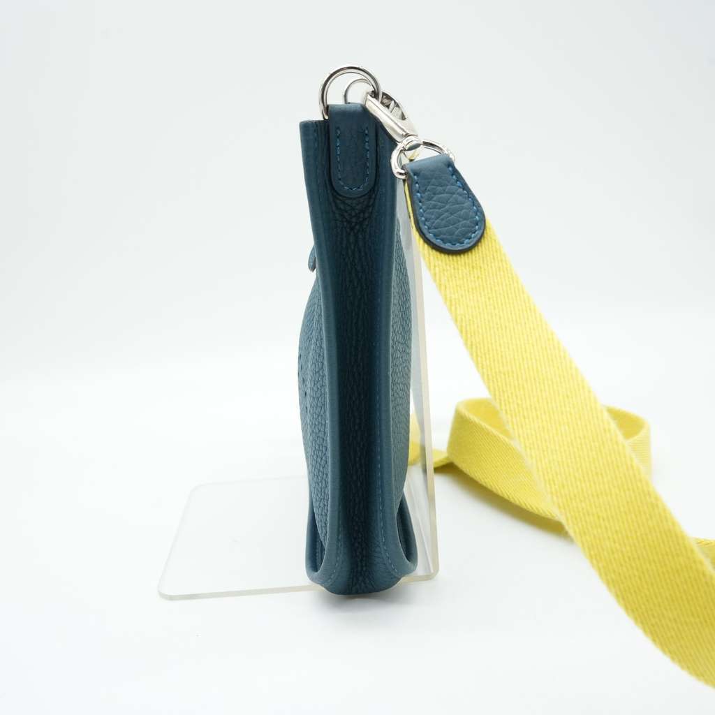 Hermès Evelyne III TPM Clemence Corvert Silver HW Yellow shoulder Green Leather Good - Box View