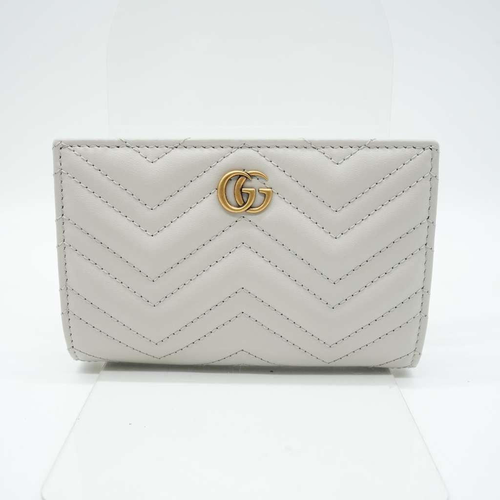 Gucci GG Marmont Matelassé Wallet Grey Grey Leather Good - Back View