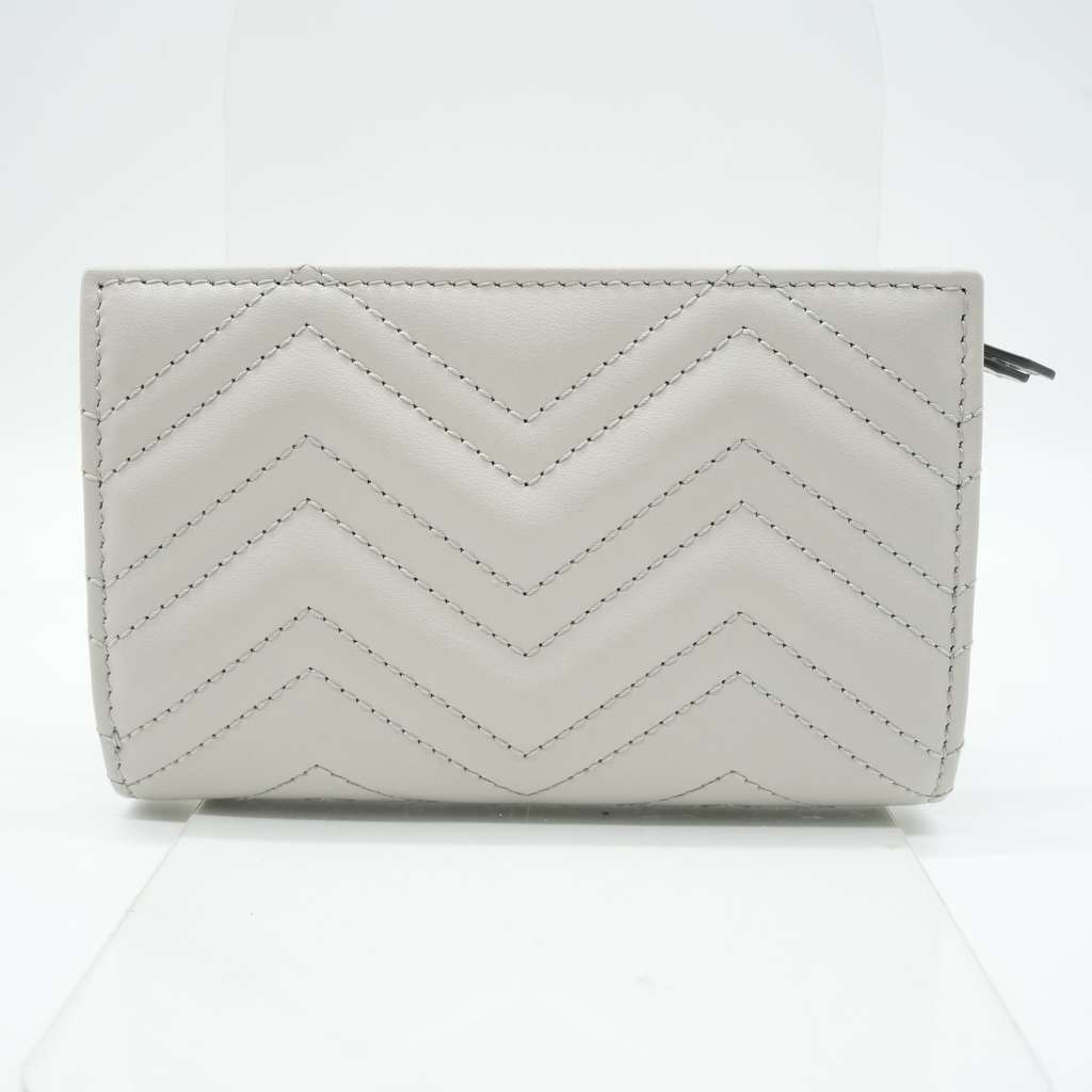 Gucci GG Marmont Matelassé Wallet Grey Grey Leather Good - Model View