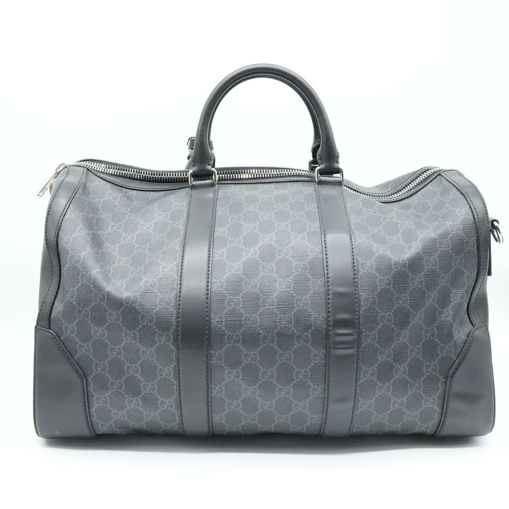 Gucci Black GG Supreme Canvas and Leather Large Carry On Duffel Bag Black Canvas Good condition - Inside View