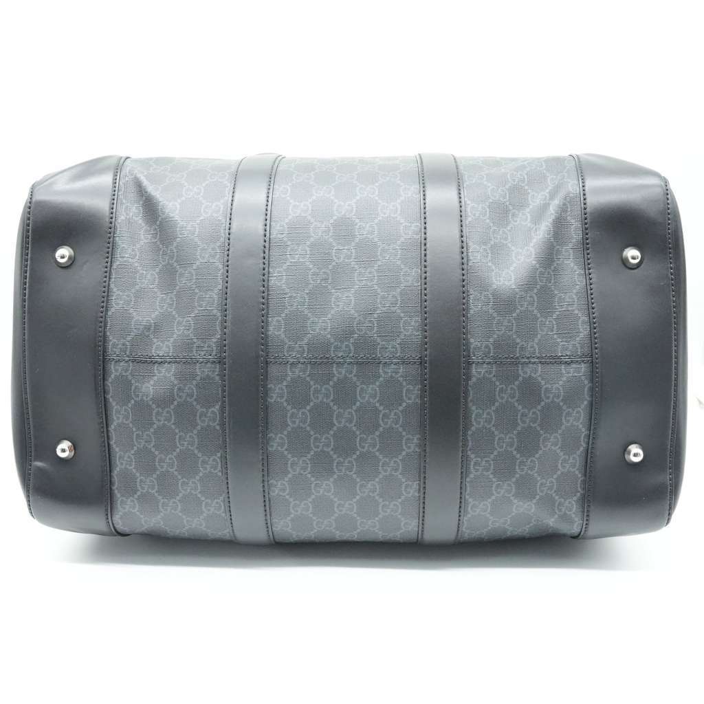 Gucci Black GG Supreme Canvas and Leather Large Carry On Duffel Bag Black Canvas Good condition - Box View
