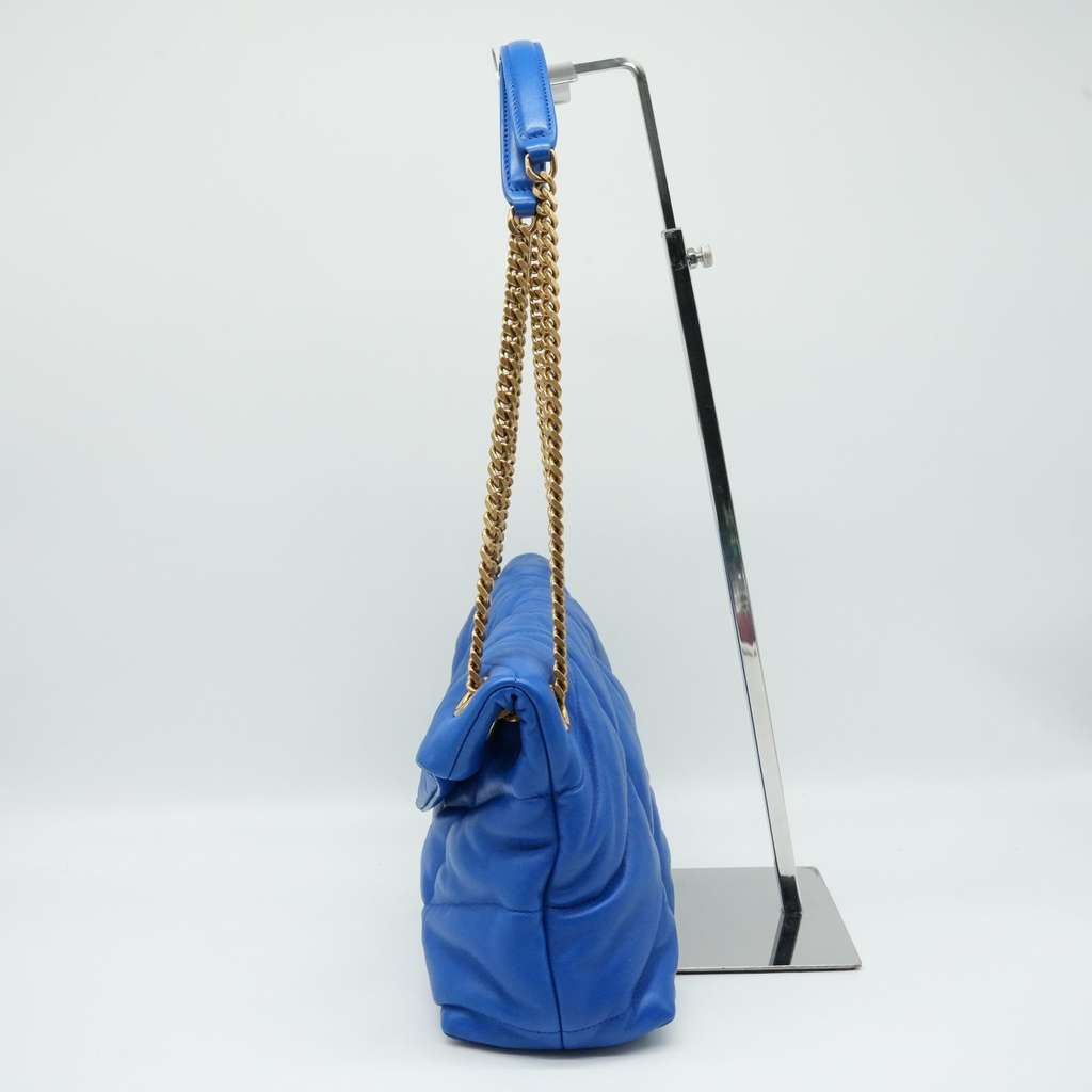 Saint Laurent Loulou Blue Quilted Leather Small Shoulder Bag Blue Leather Good - Inside View
