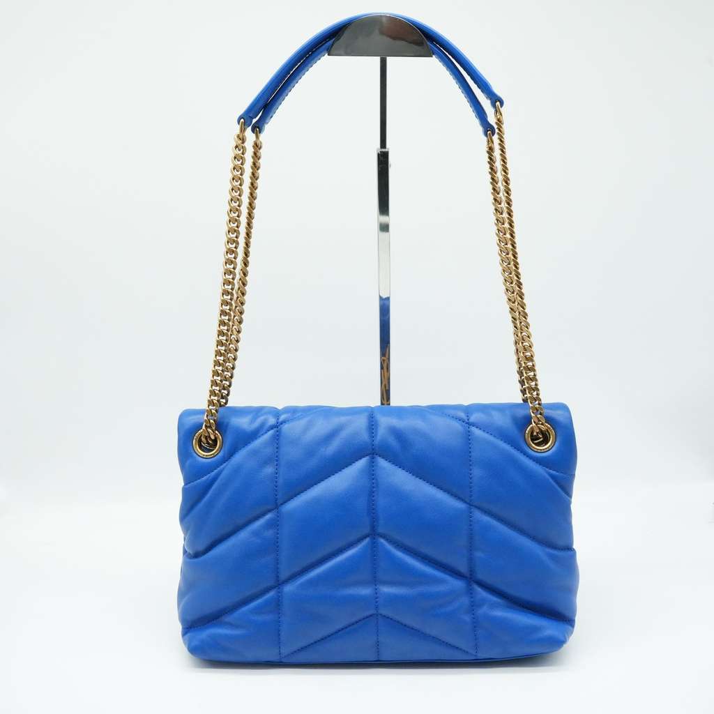 Saint Laurent Loulou Blue Quilted Leather Small Shoulder Bag Blue Leather Good - Model View