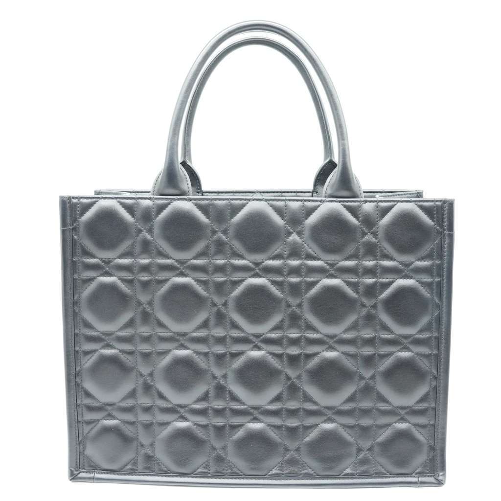 Dior Medium Book Tote Bag Black Macrocannage Calfskin Black Good - Inside View