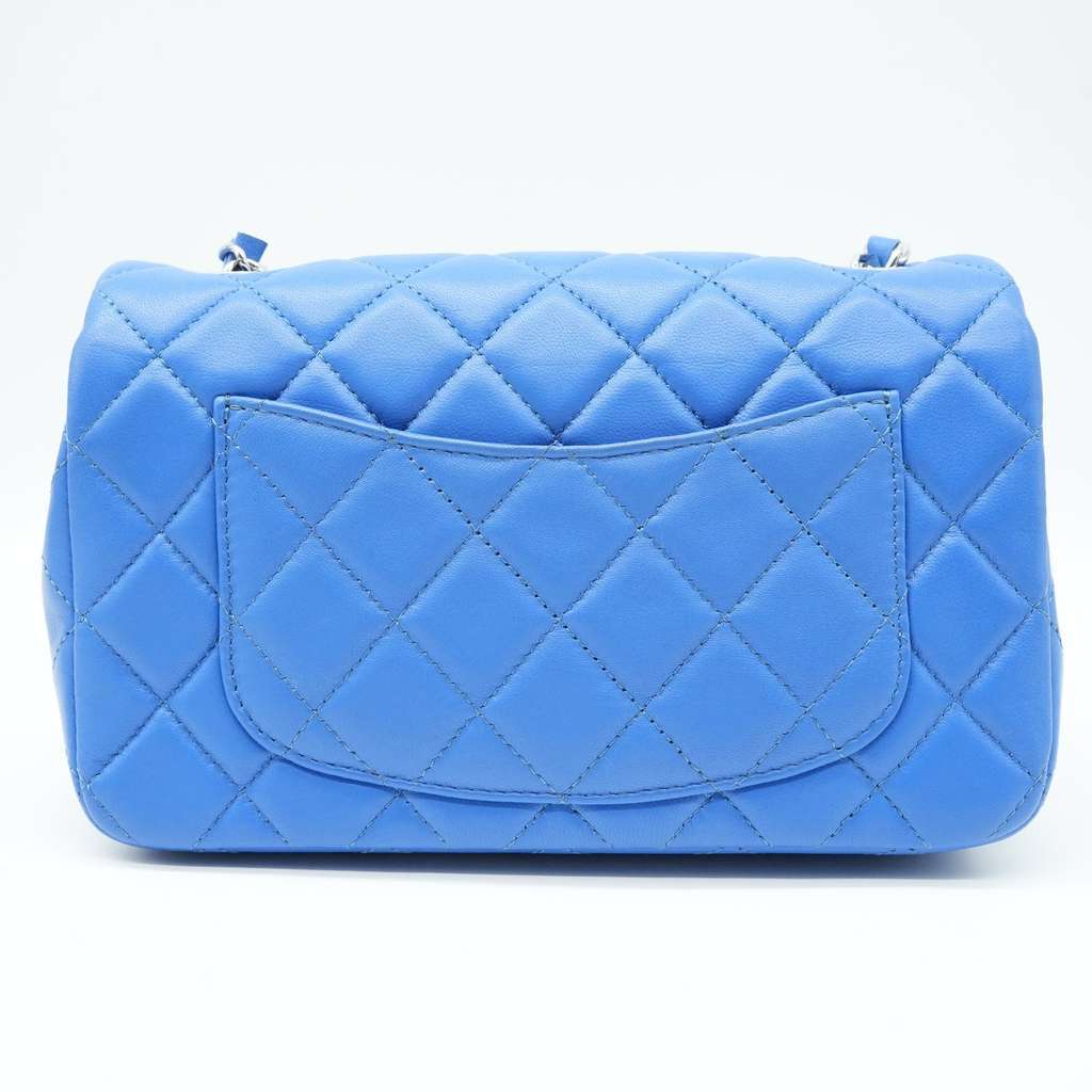 Chanel Mini Metalasse Classic Rectangular Flap Bag Blue Lambskin Bag Blue Very good - Model View