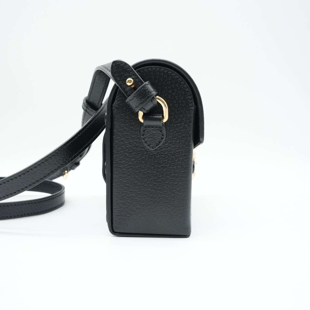 Gucci Horsebit 1995 Flap Shoulder Bag Black Black Leather Good - Inside View